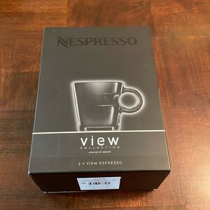 2 oz. Nespresso View Collection Espresso Set 2 Glass Cups 2 Saucers New in Box